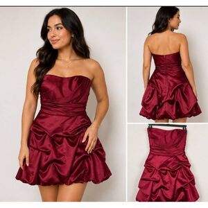 David’s Bridal Red Strapless Bubble Dress Size 6